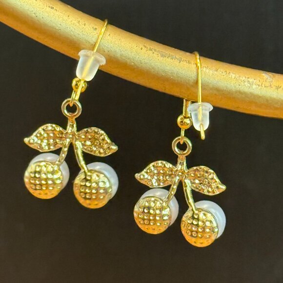 Petite Pearl Cherries Pierced Earrings - Picture 6 of 7